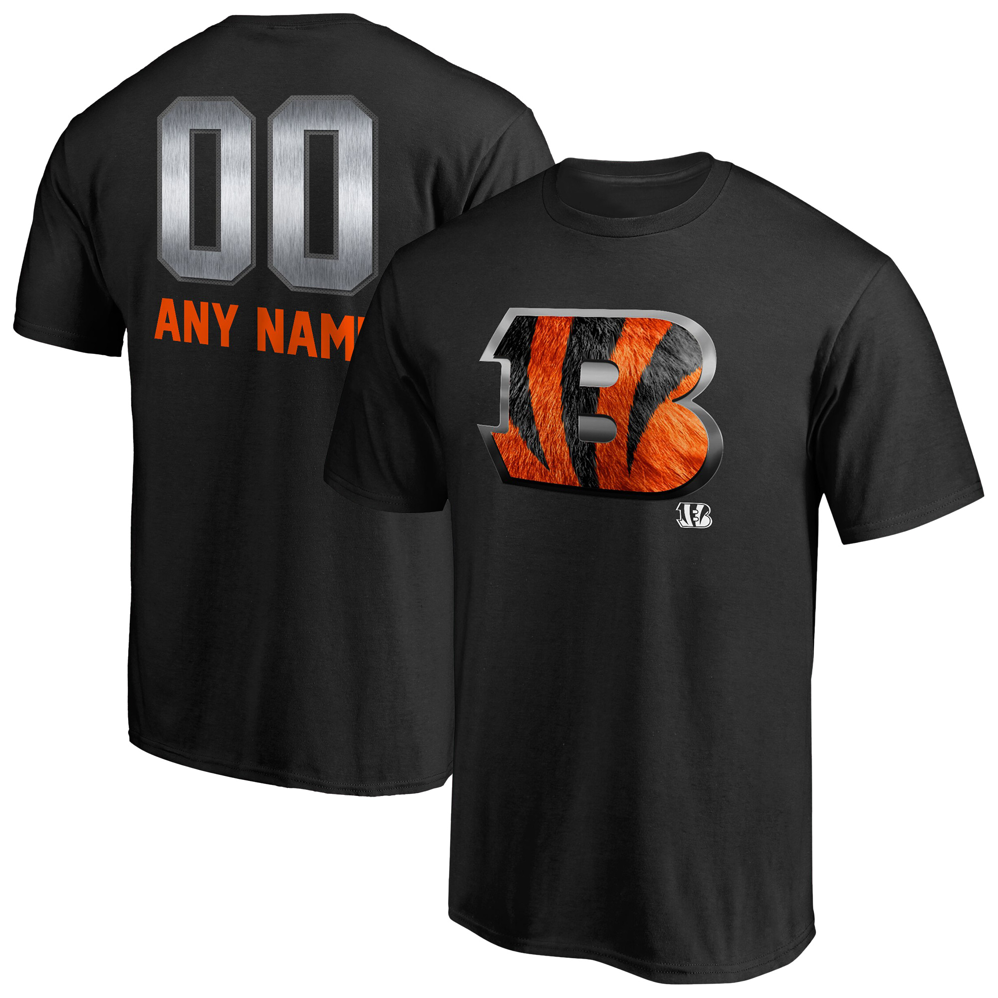 Men's Black Cincinnati Bengals Personalized Midnight Mascot T-Shirt