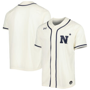 Men's Under Armour Cream Navy Midshipmen Replica Baseball Jersey