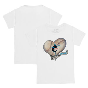 Infant Tiny Turnip White Miami Marlins Heart Banner T-Shirt