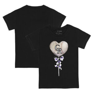 Infant Tiny Turnip Black Colorado Rockies Heart Lolly T-Shirt