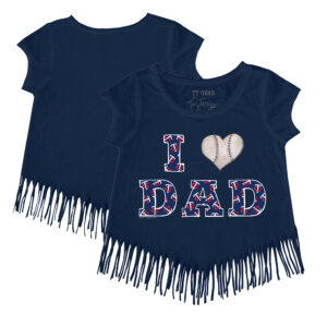 Girls Toddler Tiny Turnip Navy Minnesota Twins I Love Dad Fringe T-Shirt