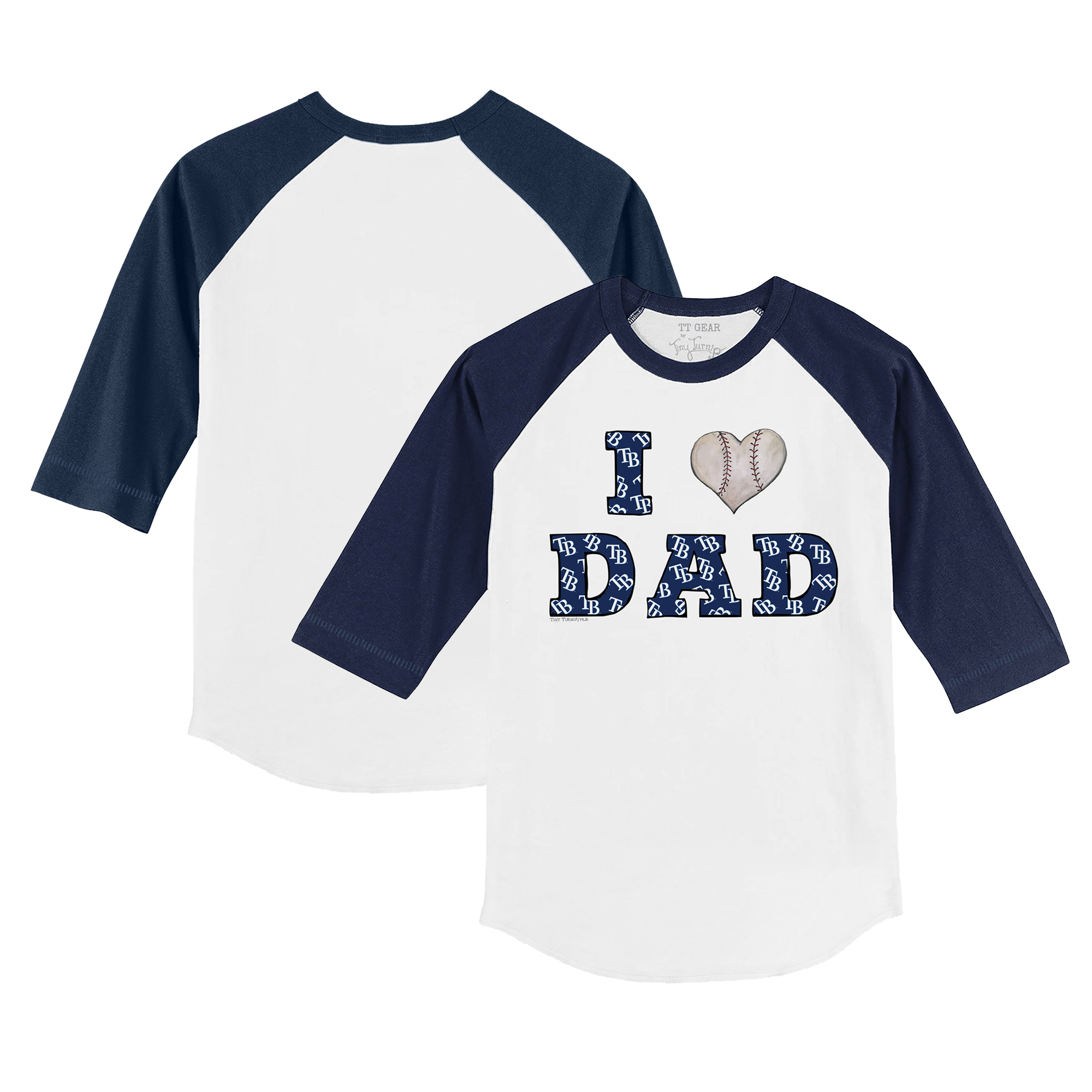 Toddler Tiny Turnip White/Navy Tampa Bay Rays I Love Dad 3/4-Sleeve Raglan T-Shirt