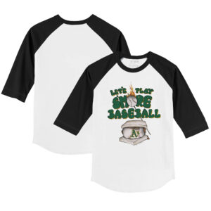 Youth Tiny Turnip White/Black Oakland Athletics Smores 3/4-Sleeve Raglan T-Shirt