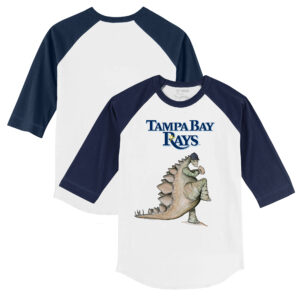 Youth Tiny Turnip White/Navy Tampa Bay Rays Stega 3/4-Sleeve Raglan T-Shirt