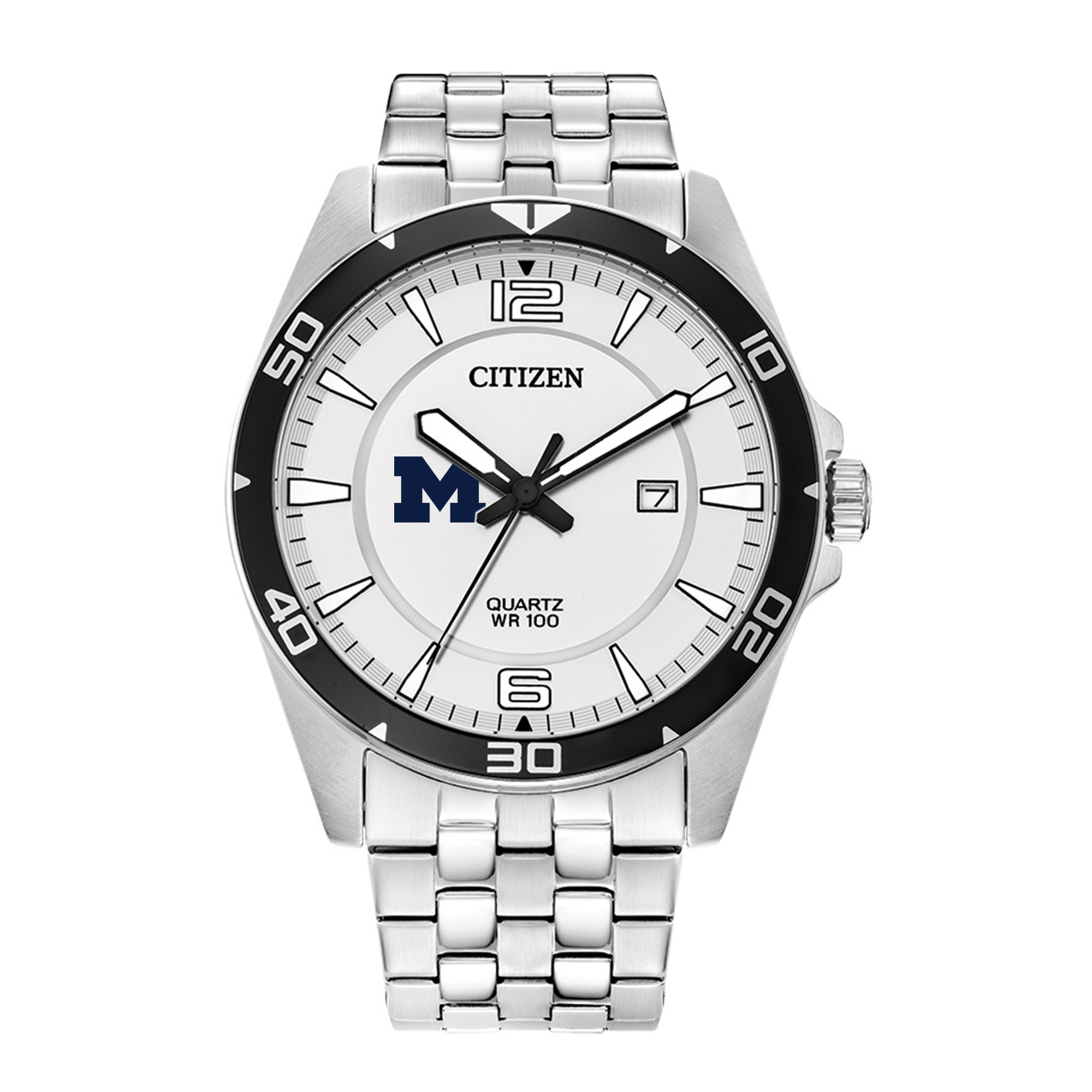 Men's Michigan Wolverines Citizen Quartz Stainless Steel Watch