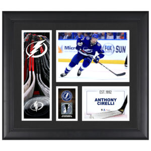 Anthony Cirelli Tampa Bay Lightning Framed 15" x 17" Player Collage with a Piece of Game-Used Puck