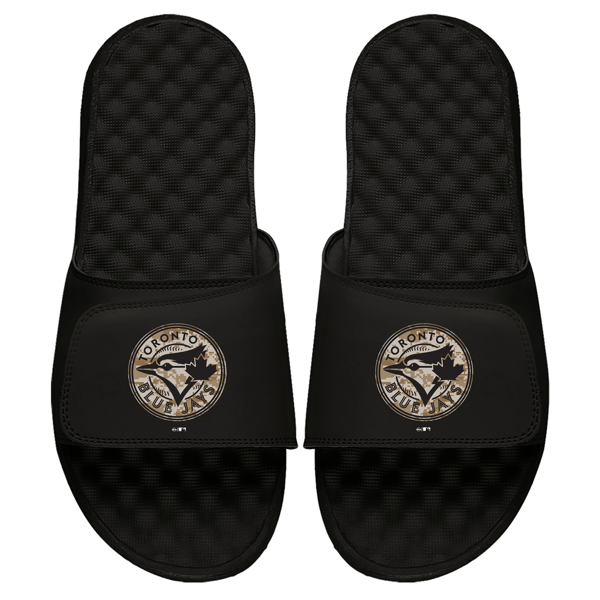 Men's ISlide Black Toronto Blue Jays Camo Logo Slide Sandals
