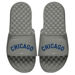 Youth ISlide Gray Chicago Cubs Cooperstown Wordmark Logo Slide Sandals