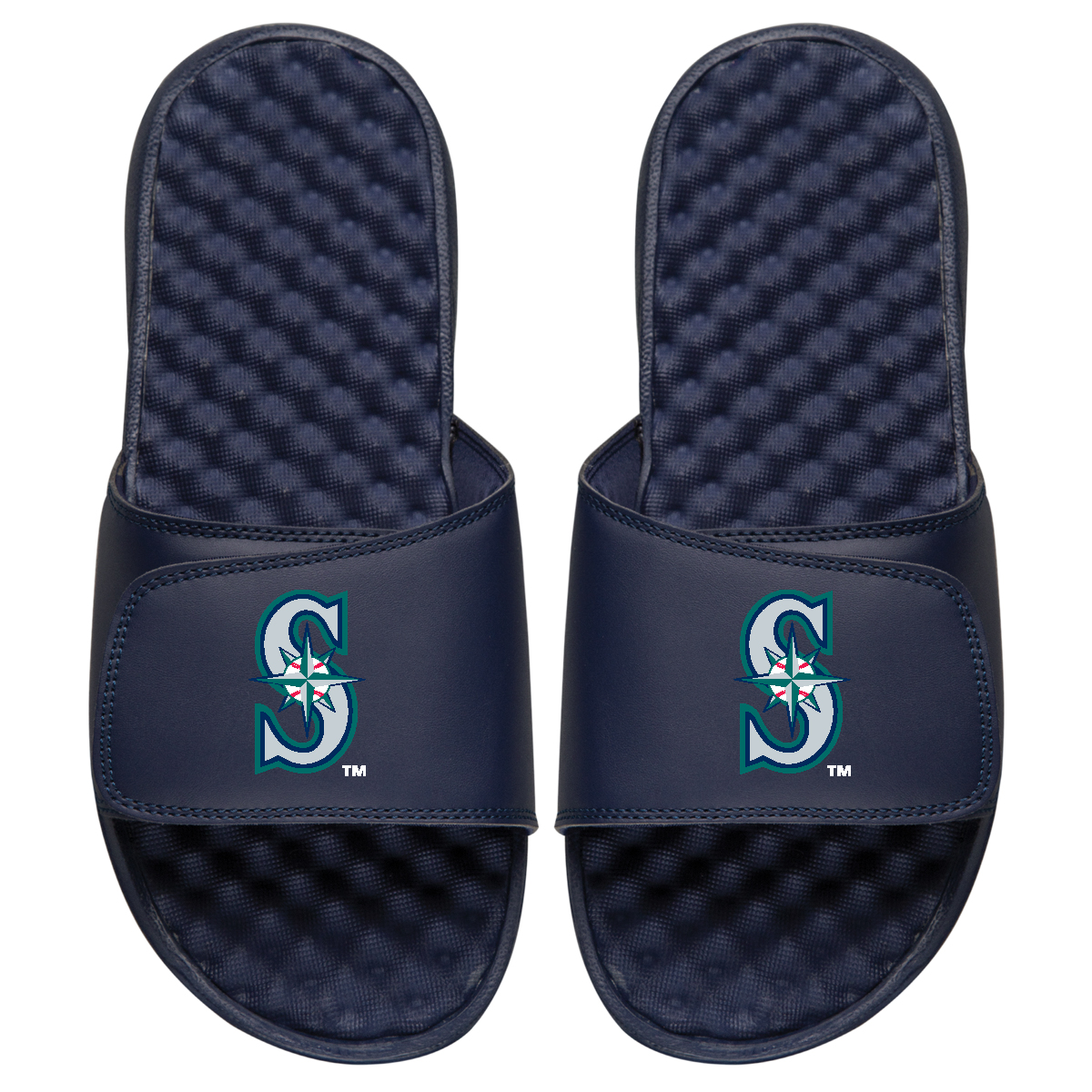 Youth ISlide Navy Seattle Mariners Personalized Alternate Logo Slide Sandals - Image 2