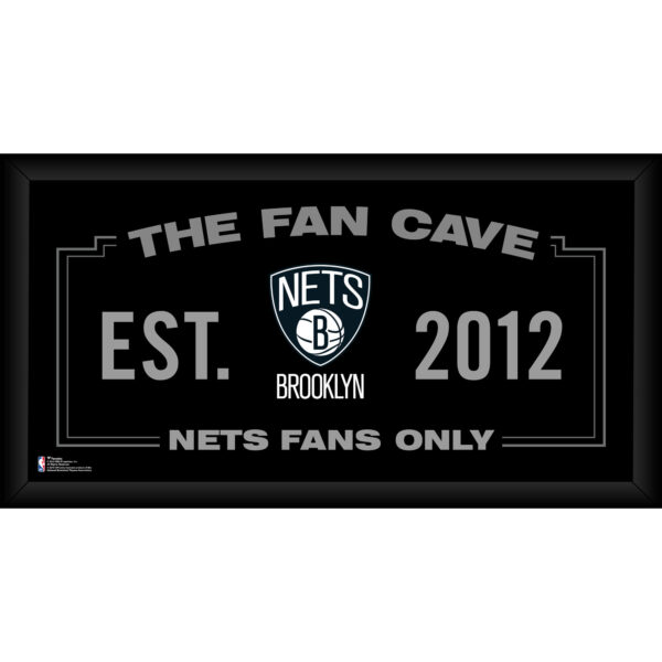Brooklyn Nets Framed 10" x 20" Fan Cave Collage