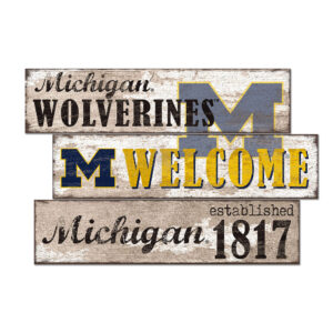 Michigan Wolverines 24" 3-Plank Welcome Sign
