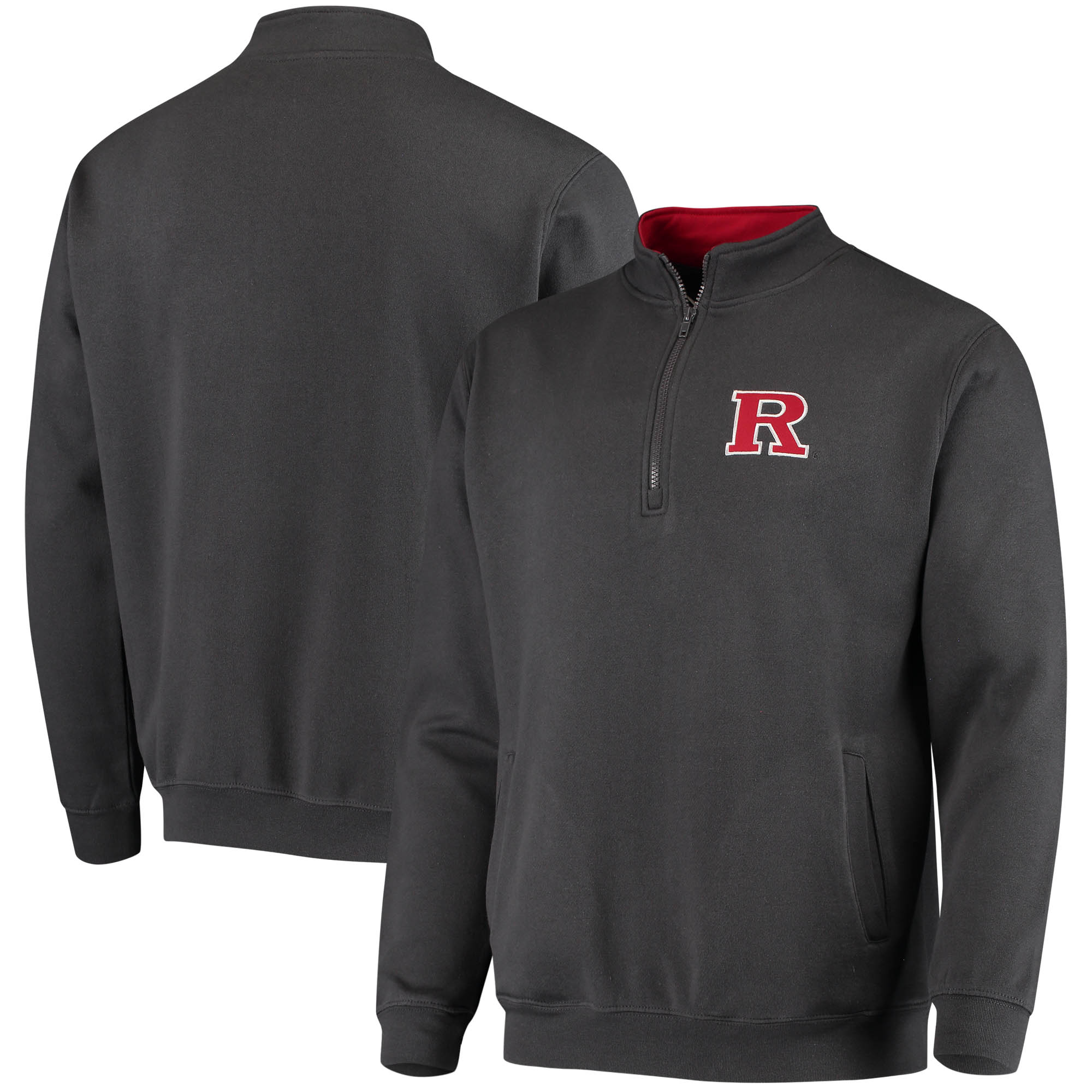 Men's Colosseum Charcoal Rutgers Scarlet Knights Tortugas Logo Quarter-Zip Jacket - Image 5