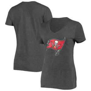 Women's Heathered Charcoal Tampa Bay Buccaneers Primary Logo V-Neck T-Shirt