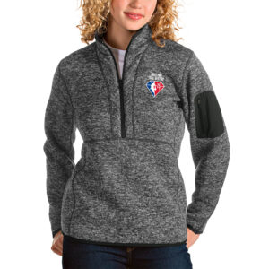 Women's Antigua Heathered Charcoal Portland Trail Blazers NBA 75th Anniversary Fortune Quarter-Zip Pullover Jacket