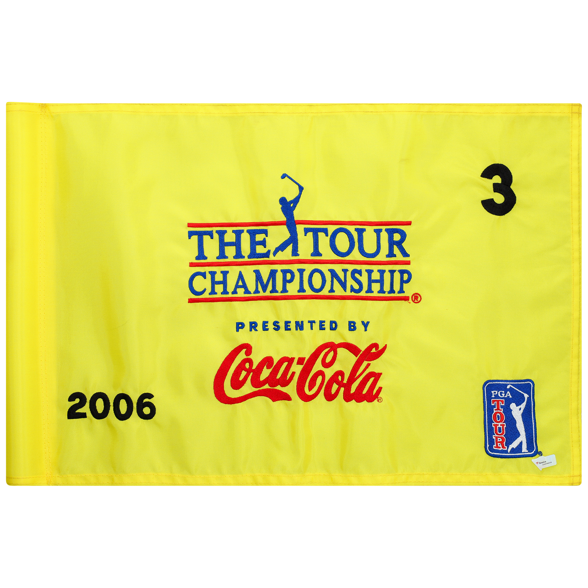 Event-Used #3 Yellow Pin Flag from The Tour Championship on November 2nd to 5th 2006