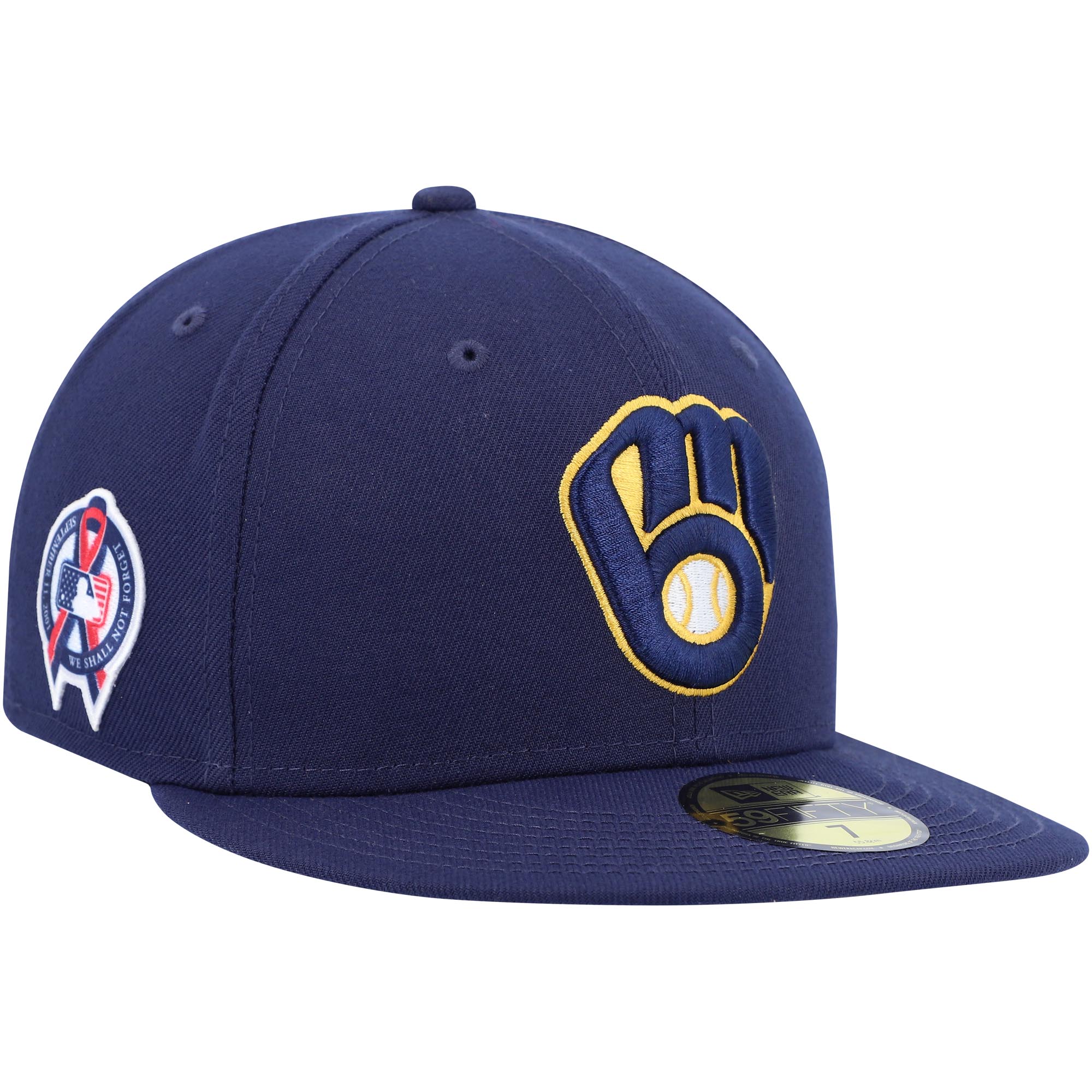 Men's New Era Navy Milwaukee Brewers 9/11 Memorial Side Patch 59FIFTY Fitted Hat - Image 2