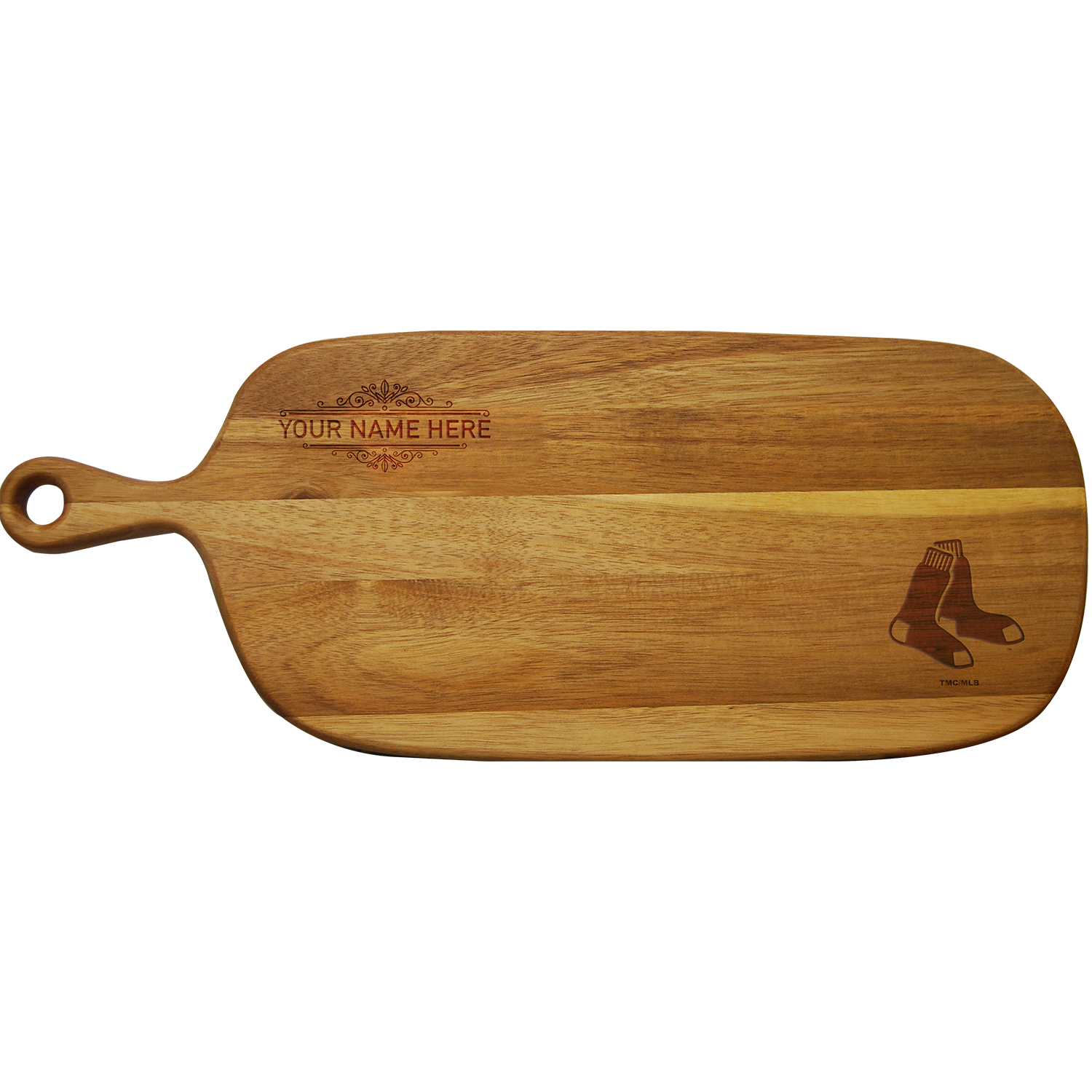 Boston Red Sox Personalized Acacia Paddle Serving Board