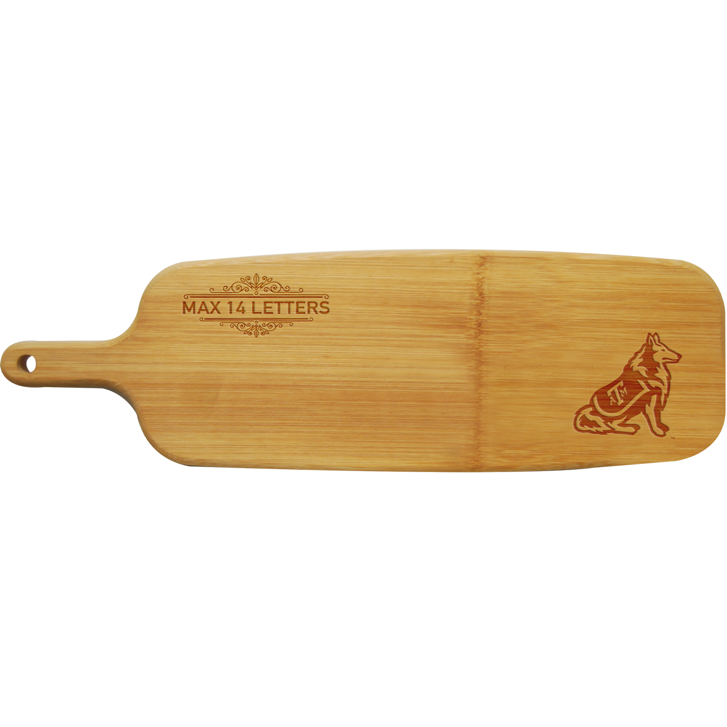 Texas A&M Aggies Personalized Bamboo Paddle Serving Board