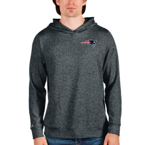 Men's Antigua Heathered Charcoal New England Patriots Absolute Pullover Hoodie