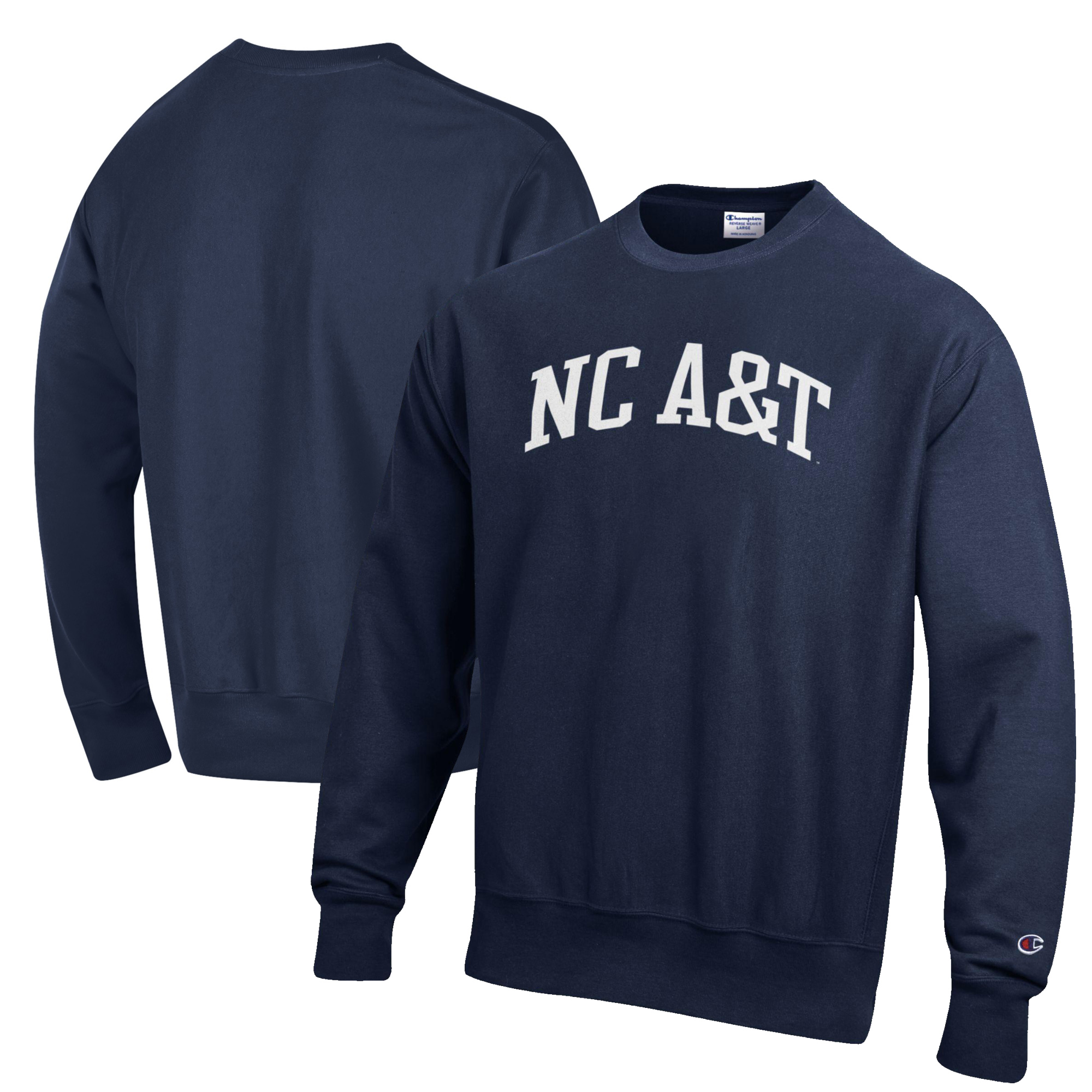 Men's Champion Navy North Carolina A&T Aggies Reverse Weave Fleece Crewneck Sweatshirt - Image 5