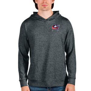 Men's Antigua Heathered Charcoal Columbus Blue Jackets Team Absolute Pullover Hoodie