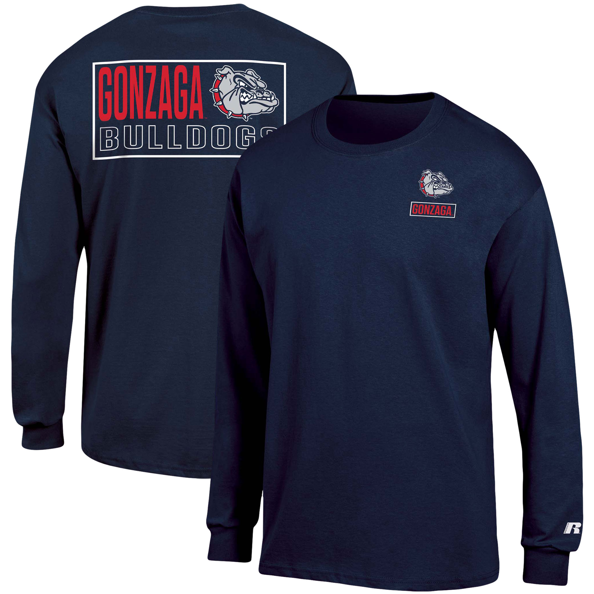Men's Russell Navy Gonzaga Bulldogs 2-Hit Long Sleeve T-Shirt - Image 2