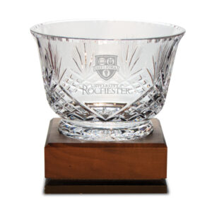Rochester Yellow Jackets Medium Handcut Crystal Footed Revere Bowl