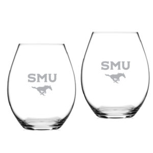 SMU Mustangs 20oz. 2-Piece Riedel Stemless Wine Glass Set