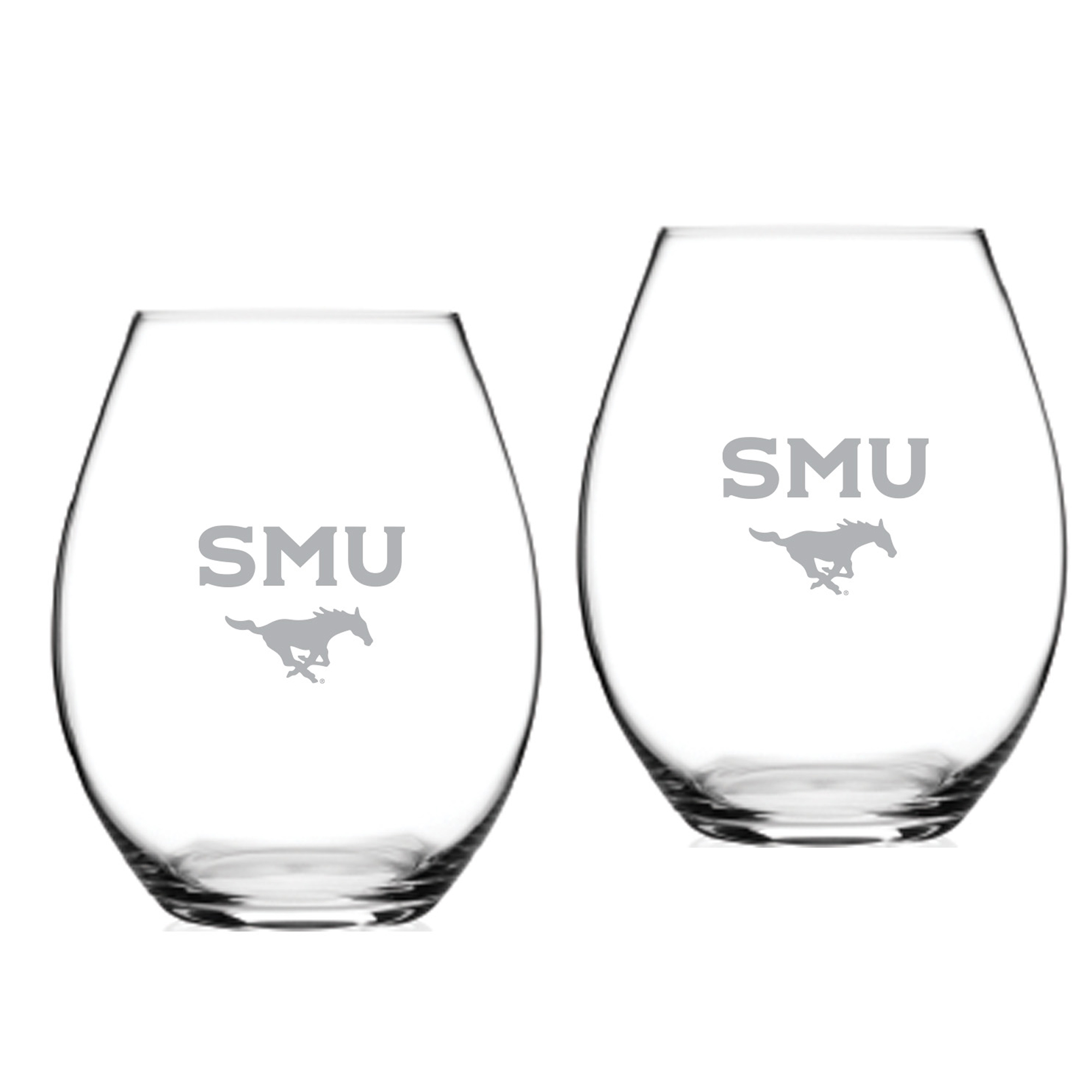 SMU Mustangs 20oz. 2-Piece Riedel Stemless Wine Glass Set