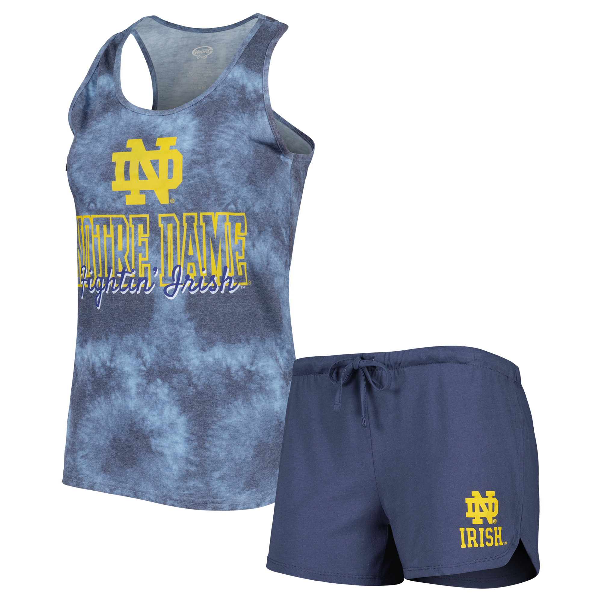 Women's Concepts Sport Navy Notre Dame Fighting Irish Billboard Tie-Dye Tank Top & Shorts Set - Image 7