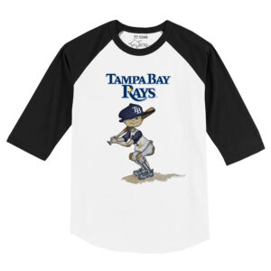 Toddler Tiny Turnip White/Black Tampa Bay Rays Slugger Raglan 3/4 Sleeve T-Shirt
