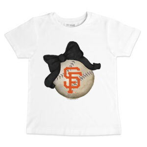 Youth Tiny Turnip White San Francisco Giants Baseball Bow T-Shirt