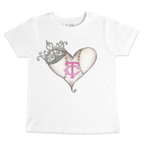 Toddler Tiny Turnip White Minnesota Twins Baseball Tiara Heart T-Shirt