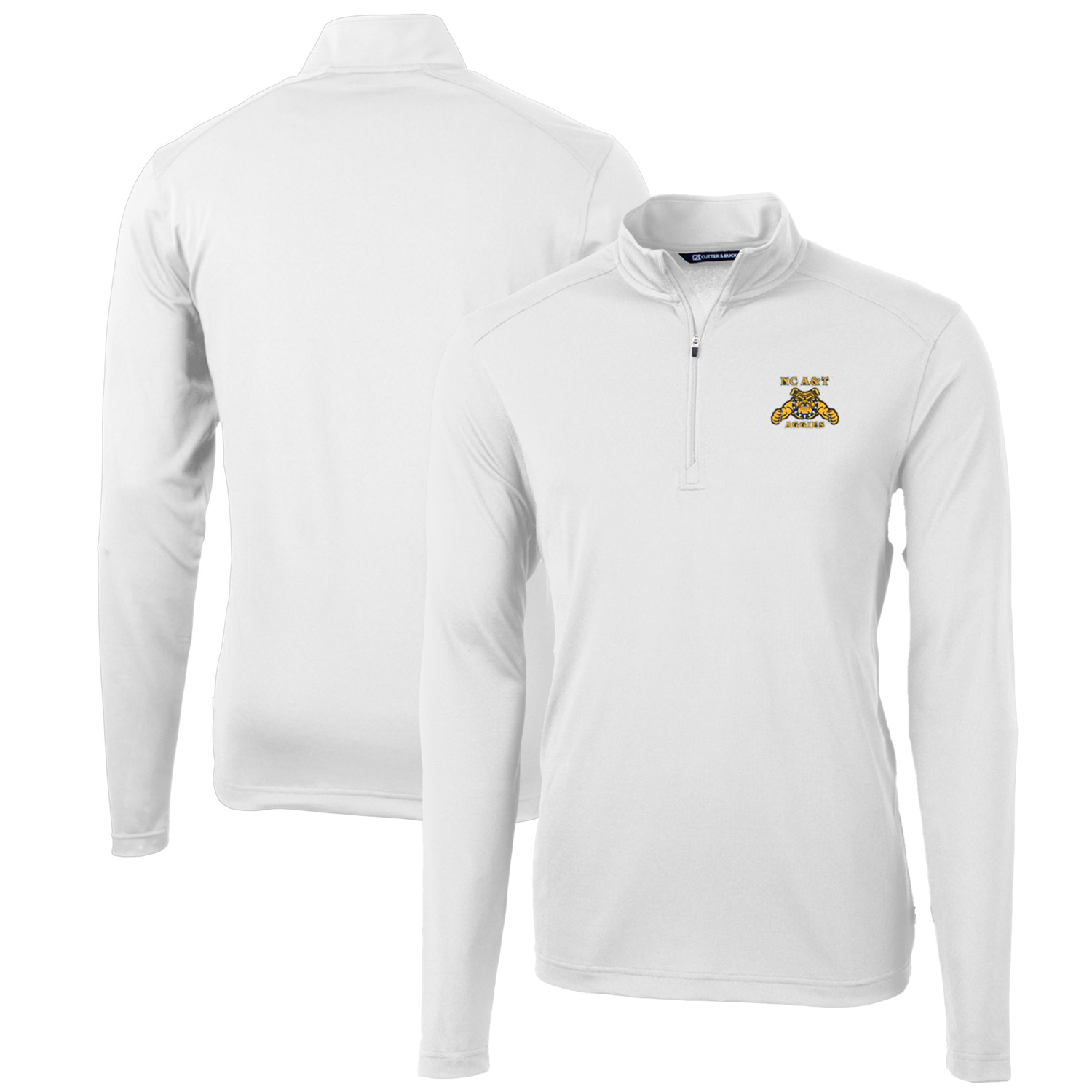 Men's Cutter & Buck White North Carolina A&T Aggies Big & Tall Virtue Eco Pique Recycled Quarter-Zip Pullover Top