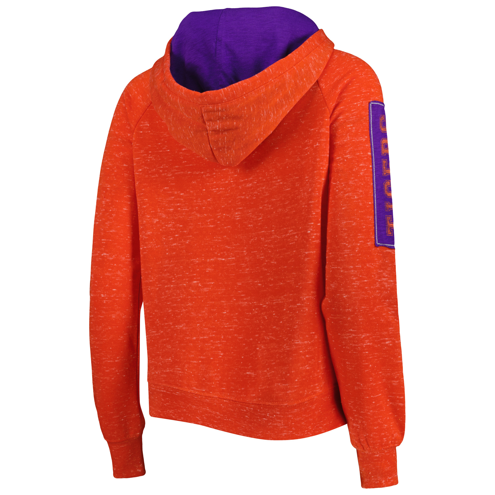 Women's Colosseum Orange Clemson Tigers The Devil Speckle Lace-Placket Raglan Pullover Hoodie - Image 9