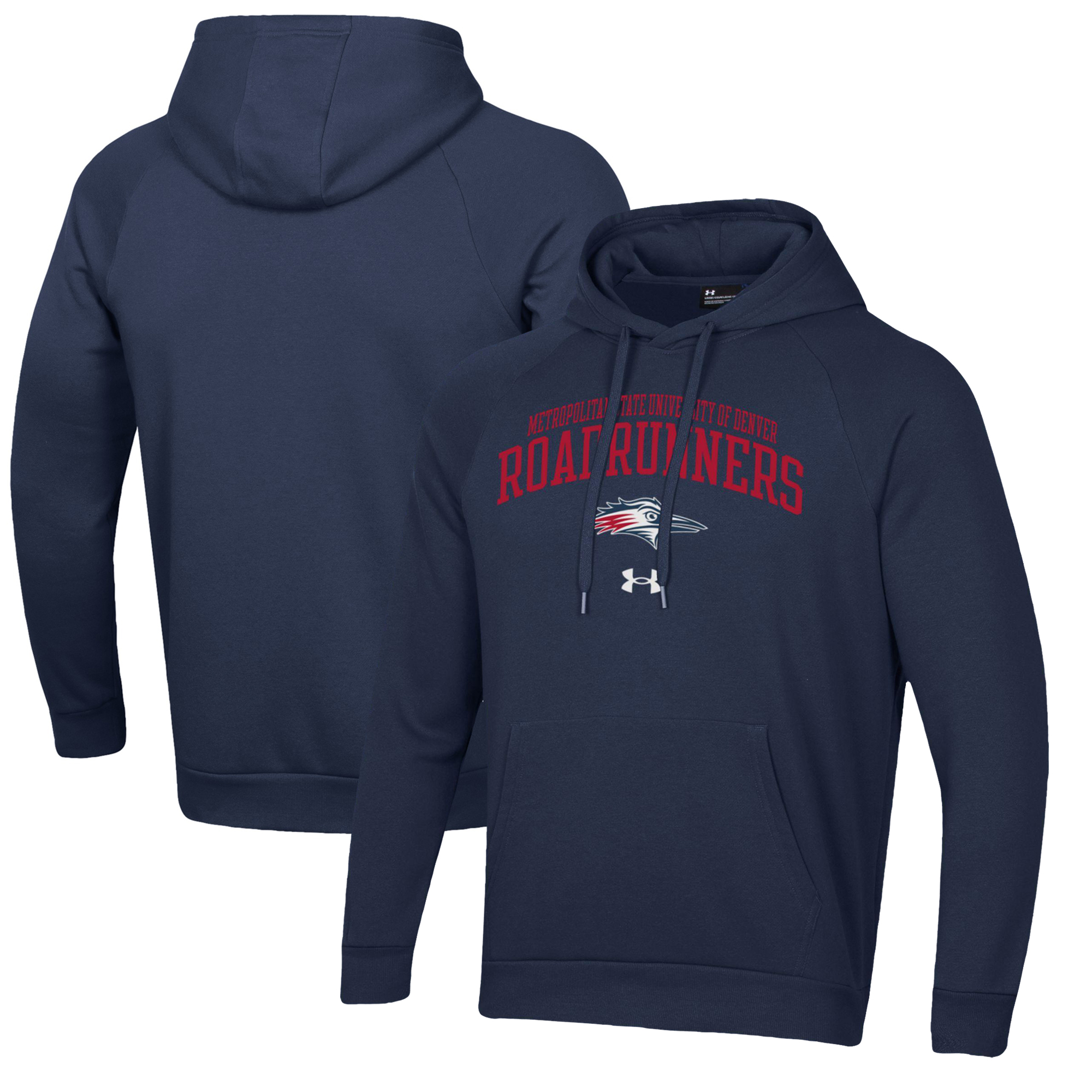 Men's Under Armour Navy MSU Denver Roadrunners All Day Fleece Pullover Hoodie - Image 2