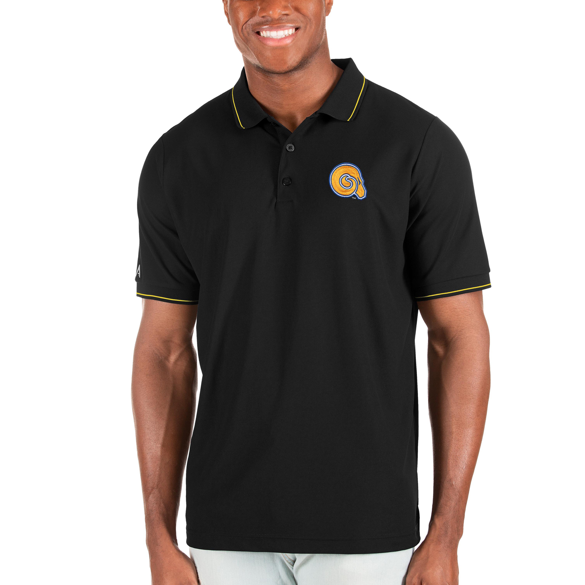 Men's Antigua Black Albany State Golden Rams Affluent Polo