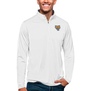 Men's Antigua White Fort Valley State Wildcats Tribute Quarter-Zip Pullover Top