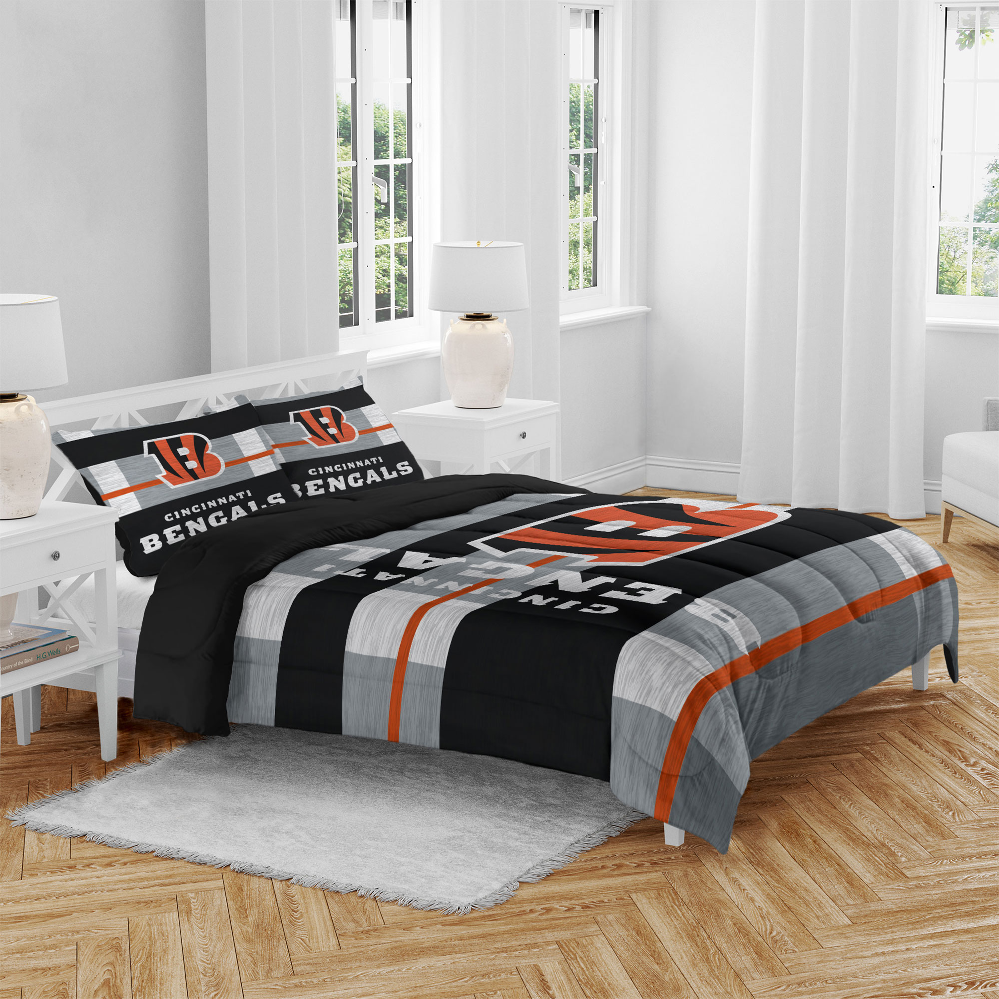 Cincinnati Bengals Heathered Stripe 3-Piece Full/Queen Bed Set