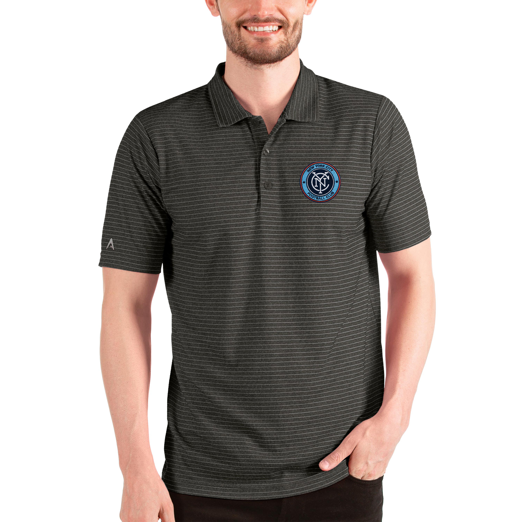 Men's Antigua Heathered Black/Silver New York City FC Esteem Polo