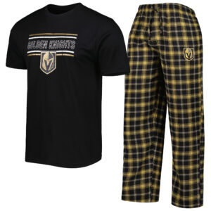 Men's Concepts Sport Black/Gold Vegas Golden Knights Badge T-Shirt & Pants Sleep Set