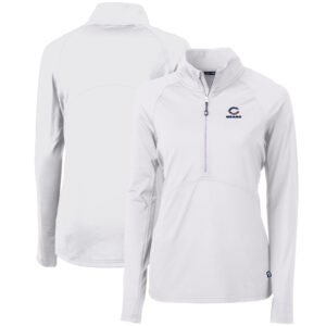 Women's Cutter & Buck White Chicago Bears Adapt Eco Knit Stretch Recycled Half-Zip Pullover Top