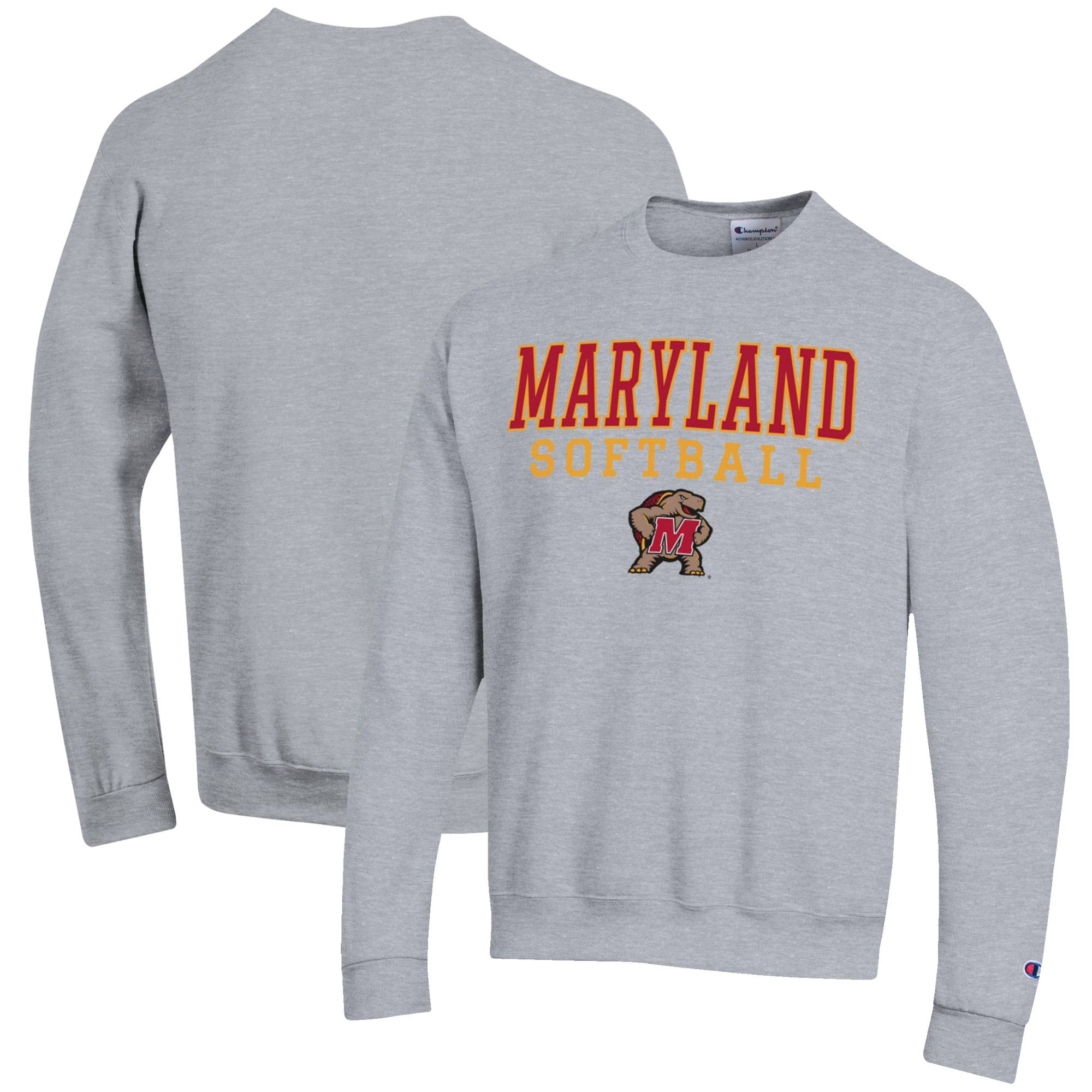 Men's Champion Gray Maryland Terrapins Softball Stack Pullover Crewneck Sweatshirt - Image 5