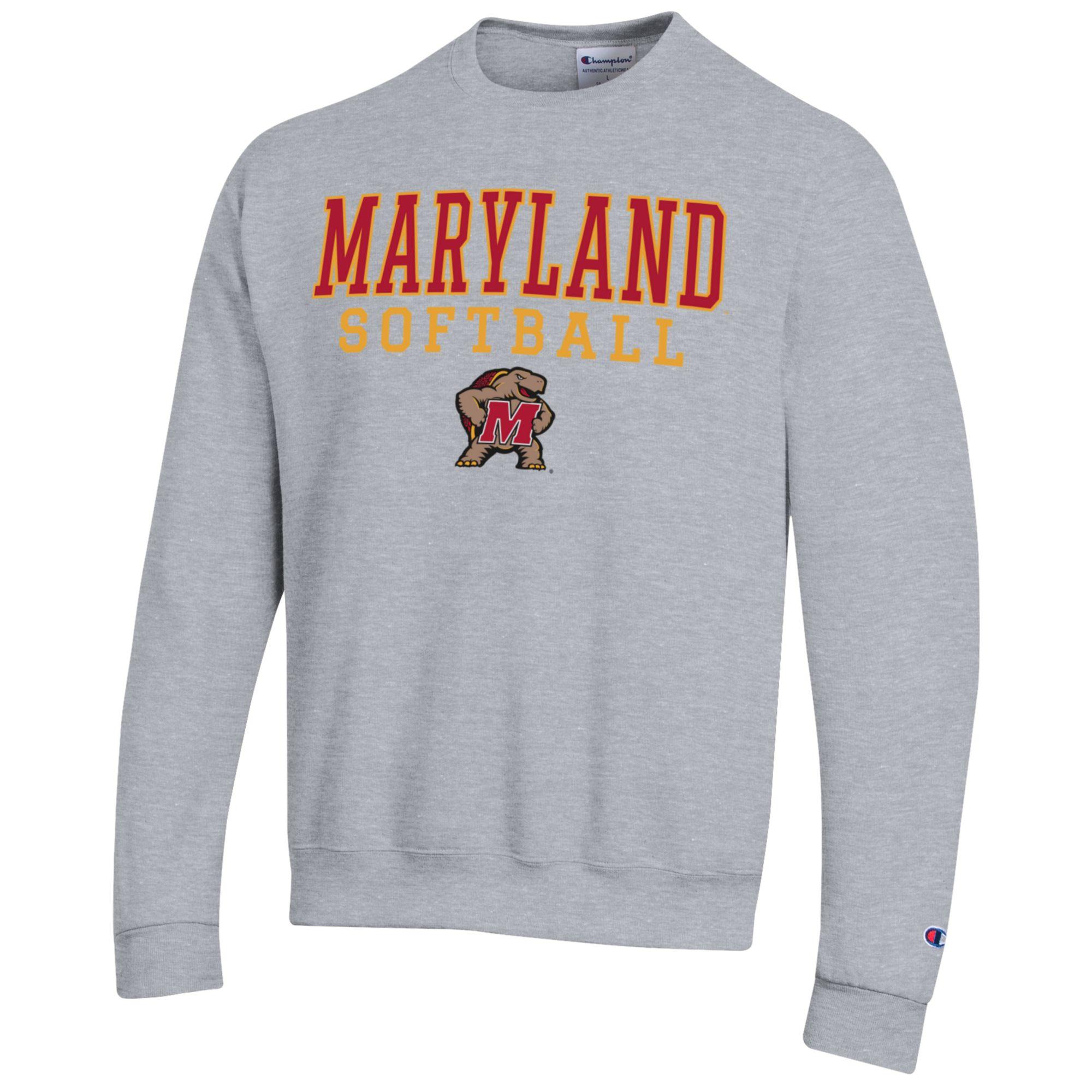 Men's Champion Gray Maryland Terrapins Softball Stack Pullover Crewneck Sweatshirt - Image 9