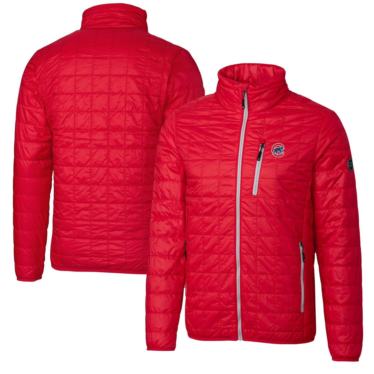 Men's Cutter & Buck Red Chicago Cubs Rainier Eco Insulated Full-Zip Puffer Jacket