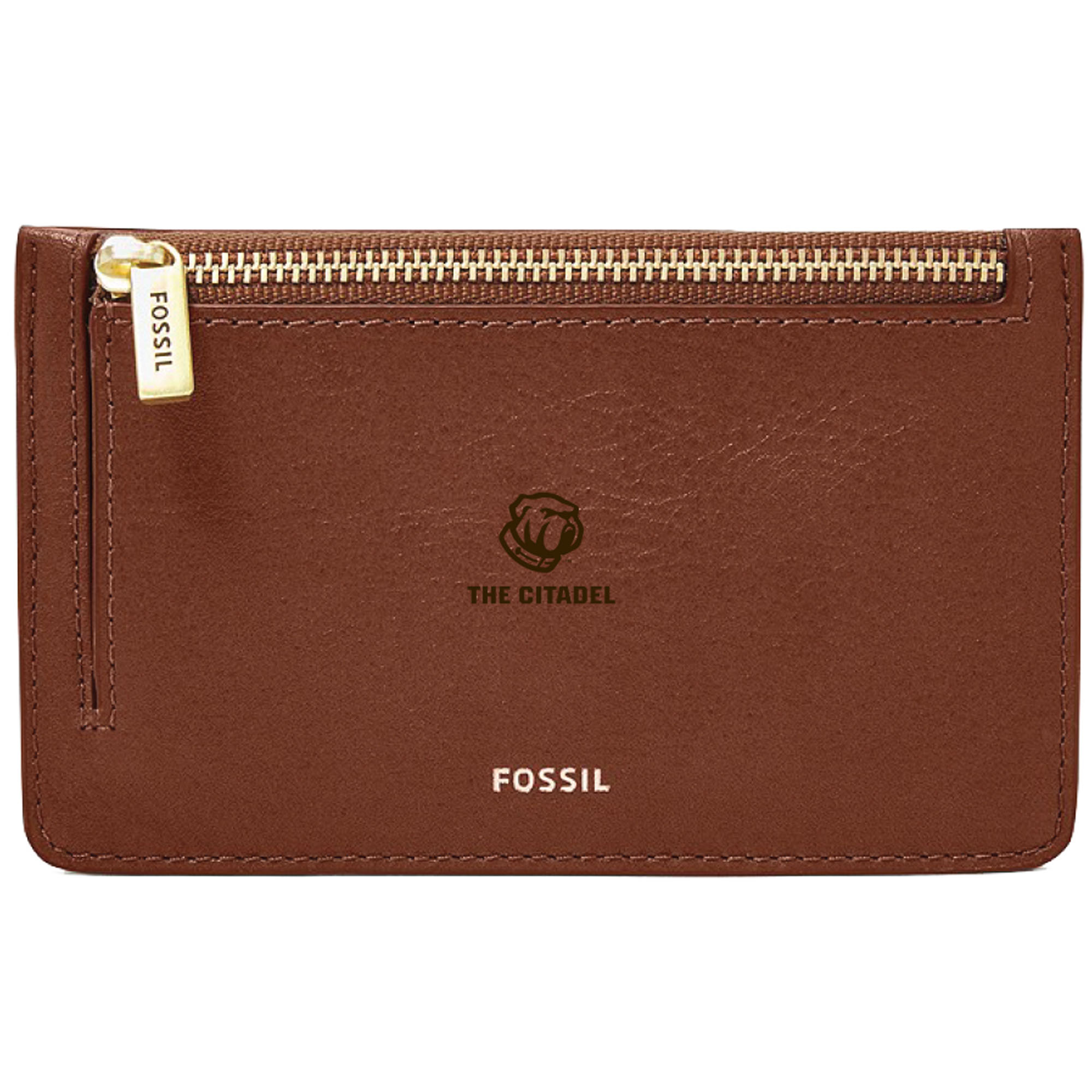 Women's Fossil Brown Citadel Bulldogs Leather Logan Card Case