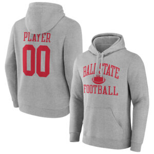 Men's Gray Ball State Cardinals Football Pick-A-Player NIL Gameday Tradition Pullover Hoodie