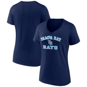 Women's Navy Tampa Bay Rays Heart and Soul V-Neck T-Shirt