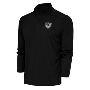 Men's Antigua Black Las Vegas Raiders Team Logo Throwback Tribute Quarter-Zip Pullover Top