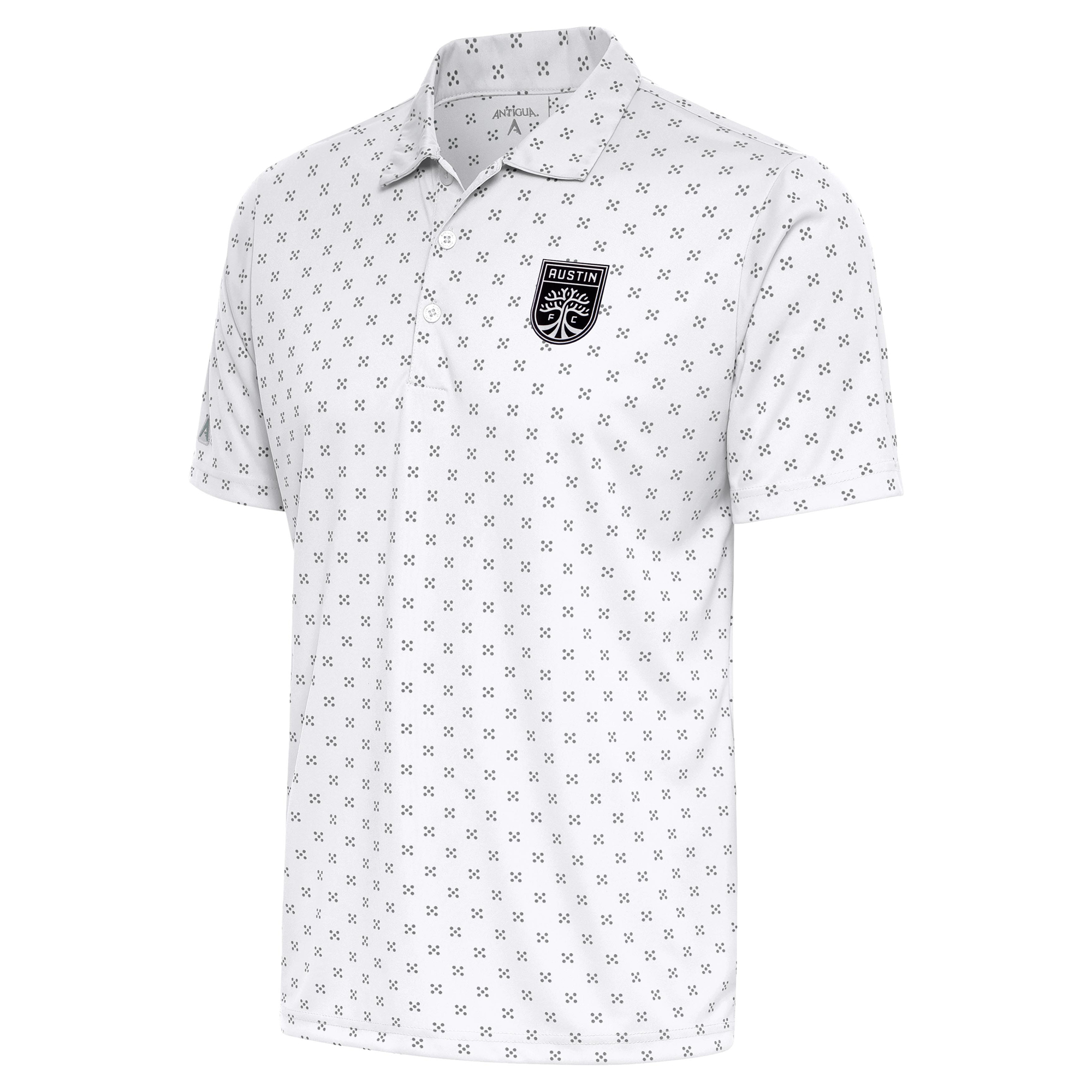 Men's Antigua White Austin FC Brushed Metallic Logo Spark Polo
